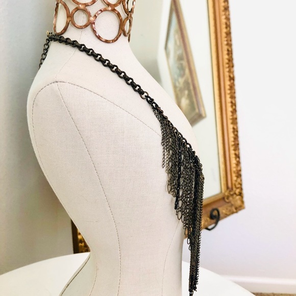 Vintage Fringe Chain Necklace & Modernist Wide Cuff Bracelet - Picture 16 of 16